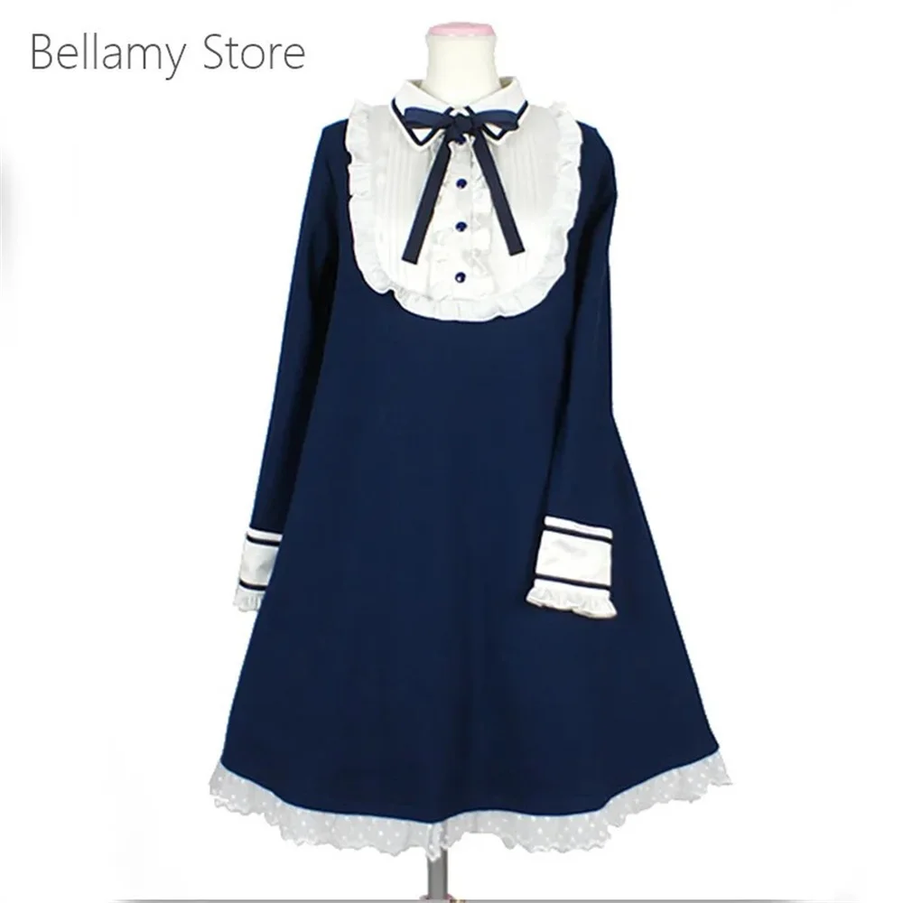 

Tailor-made navy blue lady everyday long sleeve dress