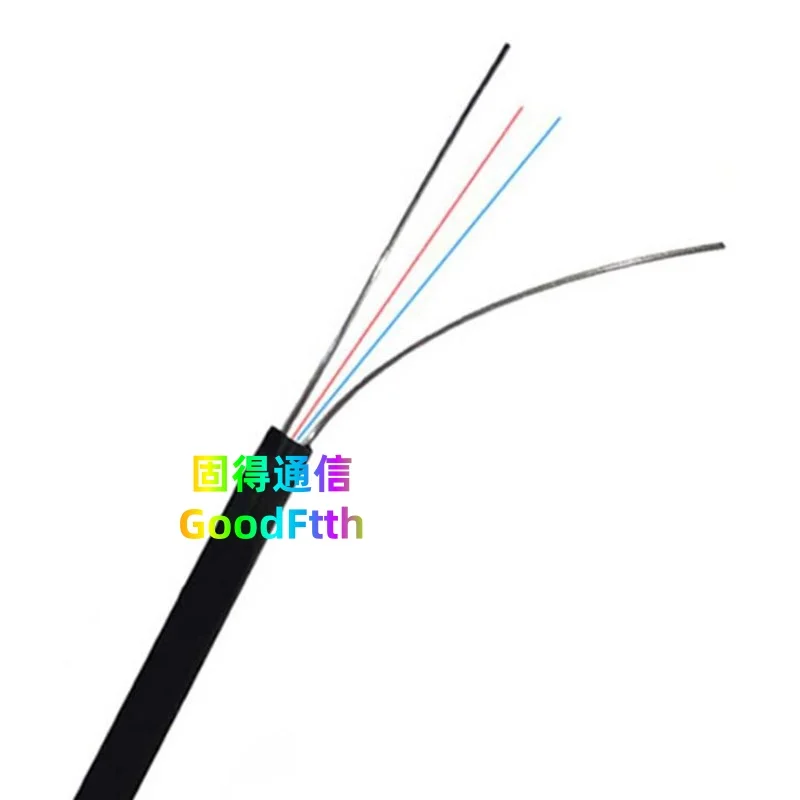 

Indoor FTTH Flat Drop Cable 2.0x3.0mm 2C 2KM SM Black LSZH With 2x0.45mm FRP GoodFtth