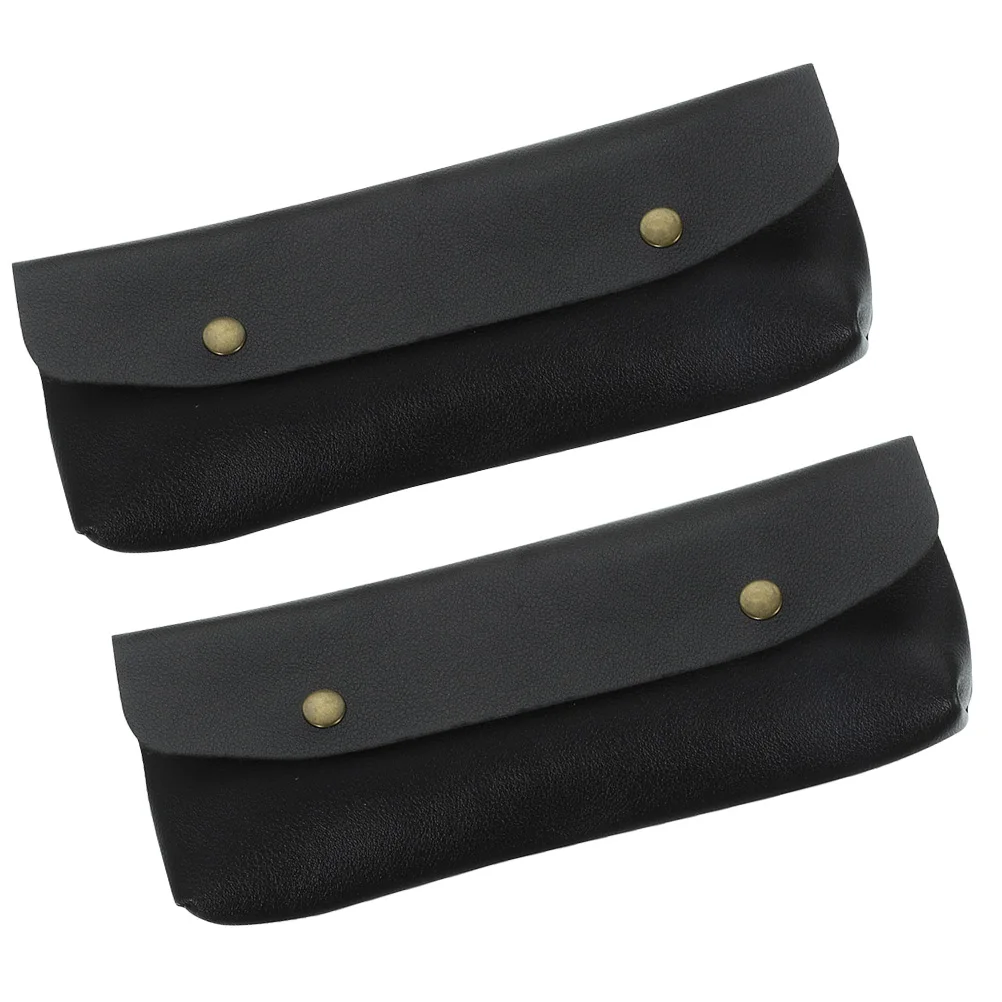 

2 Pcs Pencil Case Cute for Women Pouch Mini Travel Makeup Storage Bag Brush Holder Black