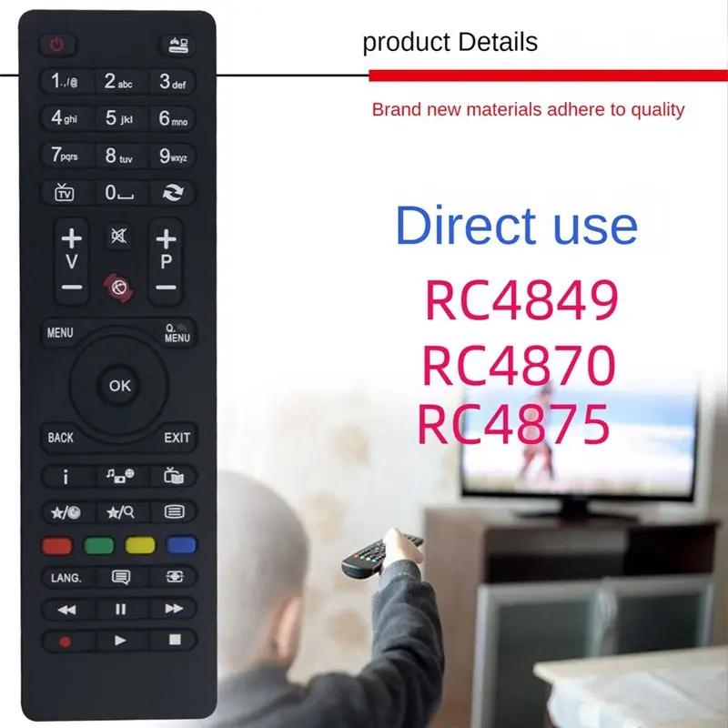 ABKN Replacement Remote Control for Telefunken TV RC4875/RC4870 No Setup Required LED TV Remote Control 3X Black