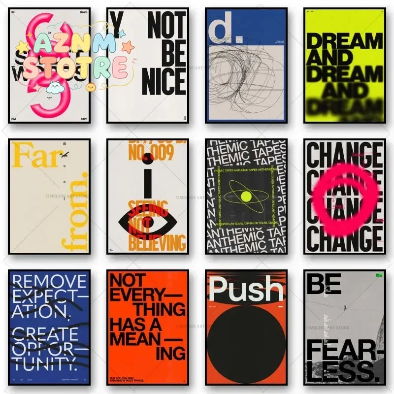 Moderne Zitat-Poster Retro Inspirierende Worte Leinwanddruck Kalligrafie Wandkunst Leinwandgemälde für Wohnzimmer Heim-Dekoration