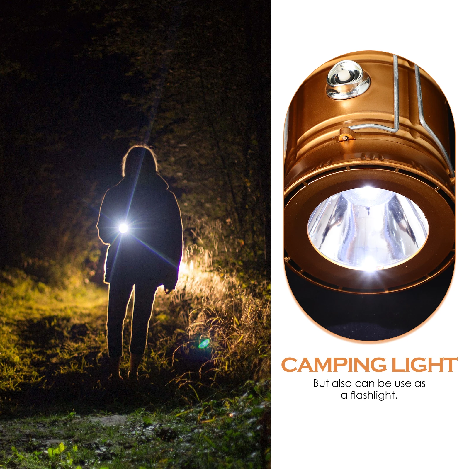 

1pc Led Rechargeable Lamp Outdoor Camping Light Portable Tent Light Adjustable Handle Durable Emergency Lighting For Hiking