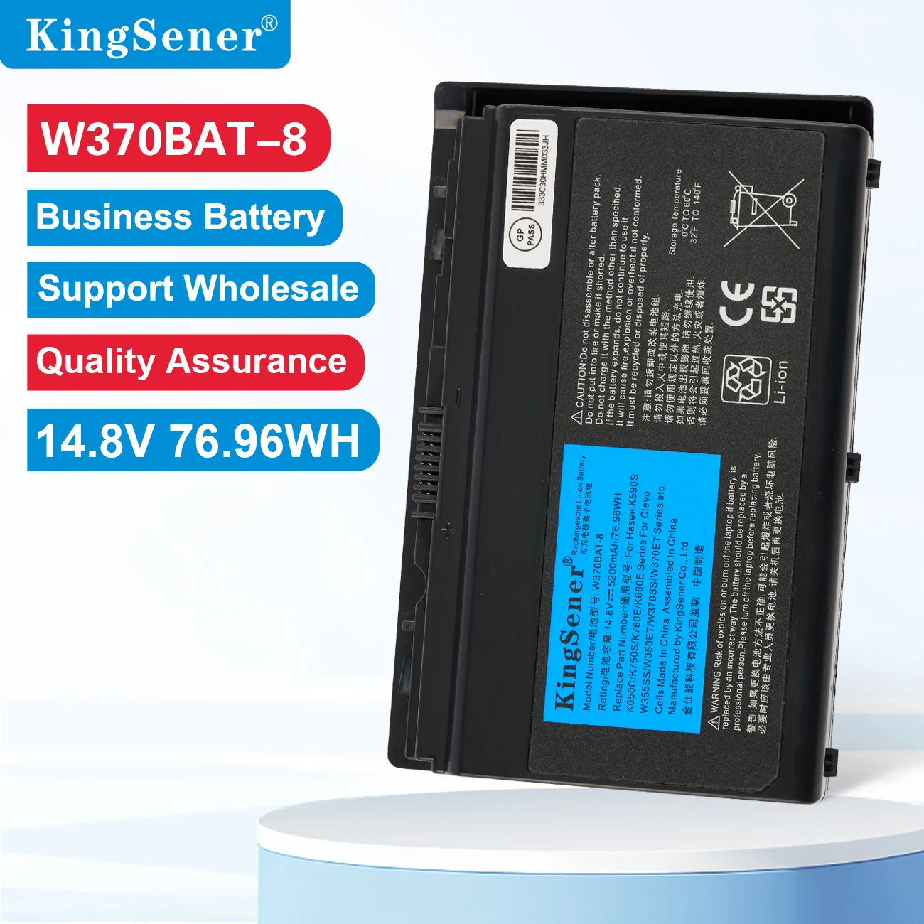 

KingSener W370BAT-8 Laptop Battery For Clevo W350ET W350ETQ W370ET Sager NP6350 NP6370 Schenker Xmg A522 A722 6-87-W370S-4271