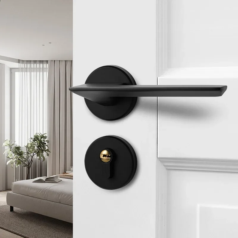 Nordic style cabinet door handle zinc alloy black modern light luxury wardrobe drawers furniture door handle drawer handle