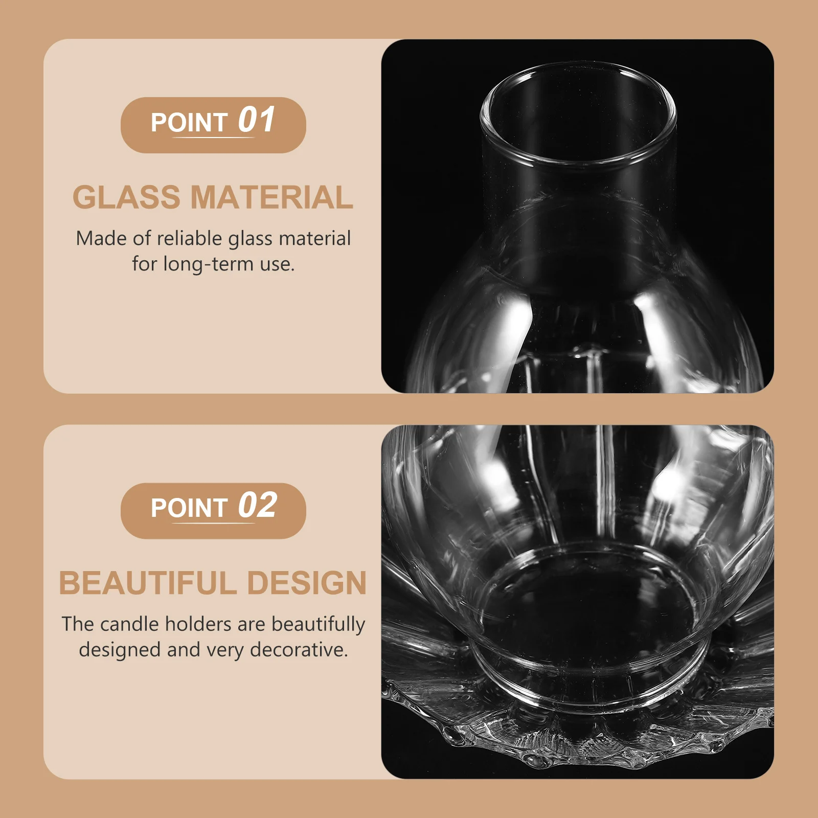 مجموعتان من حوامل شمع الزجاجية المقاومة للرياح، أغطية زخرفية شفافة عتيقة، ظلال شمع زجاجية شفافة