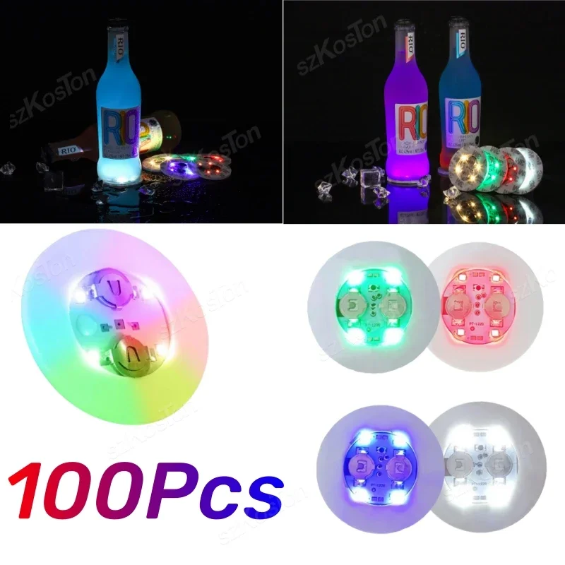 

1-200PCS LED Bottles Coaster Lamps Luminous Cup Stickers Lights for Bar KTV Wedding Party Cocktail Drink Cups Vase Decoration