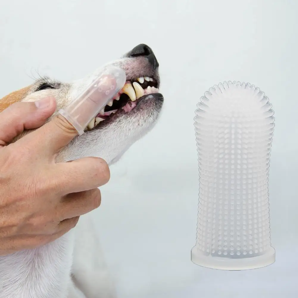 Dog Teeth Sleeve Easy To Use Safety Ingredient Puppy Toothbrush Soft Bristles Effective Remove Plaque Dogs Cleaning Sleeve