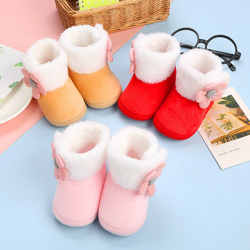 

Baby non-slip toddler boots, cute flower design, soft flat shoes for infants, suitable for indoor holiday parties and gatherings