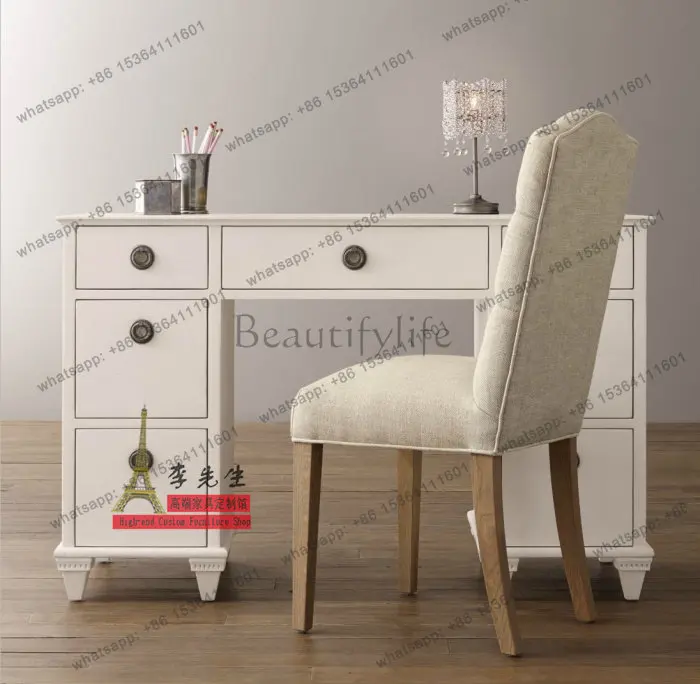 

Компьютерный стол из французского неоклассического дуба, европейский письменный стол