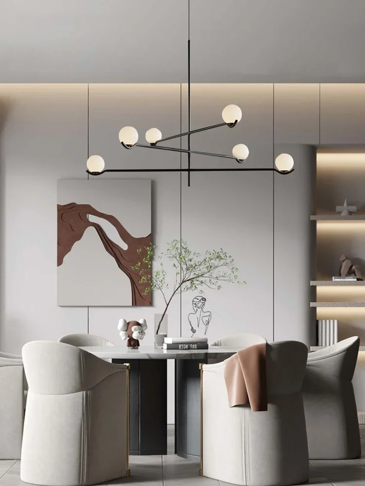 Nordic Black Gold Hand Blown Glass LED Pendant Light Chandelier for Bedroom Living Room Dining Room Modern Home Lighting Lusters