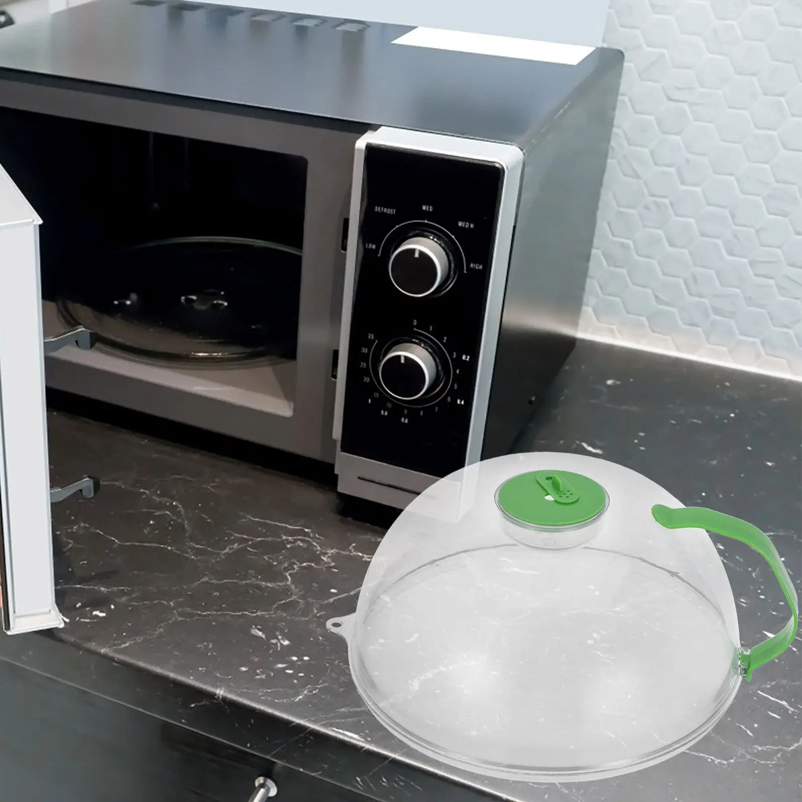 1 Piece Universal Microwave Cover for Bowl and Plate Spill Proof Food Warmer Lid Heat Retaining Non Toxic Plastic Top