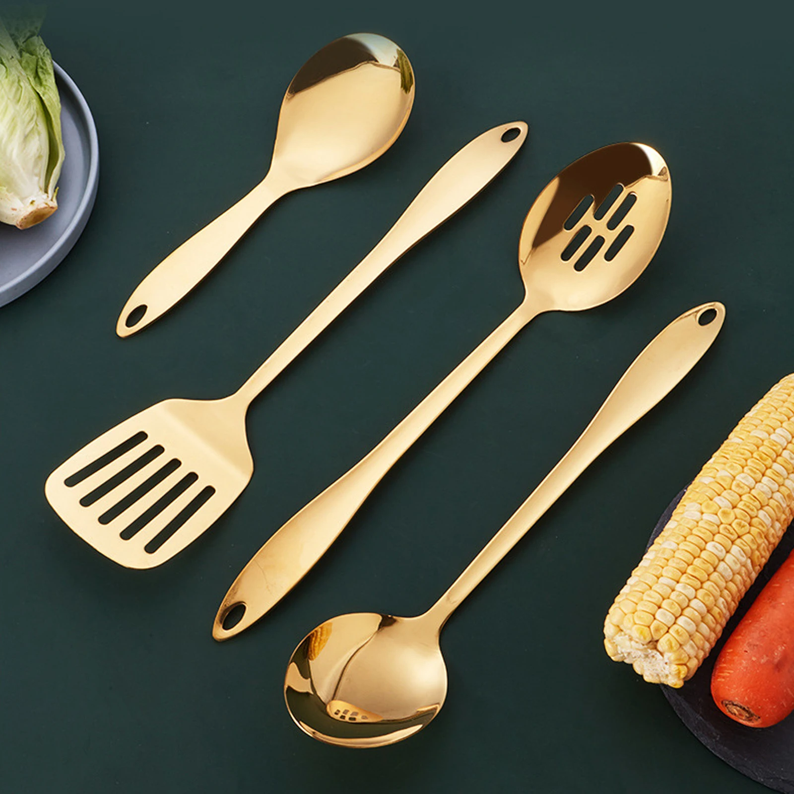 

1 комплект, набор кухонной утвари из нержавеющей стали, кухонные принадлежности, лопатка, ковш, практичная кухонная утварь для различных потреб приготовления пищи