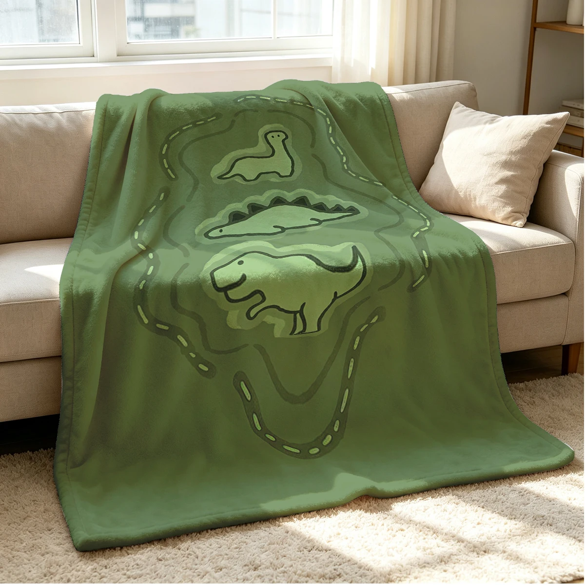 Dino Nest Flannel Blanket Warm Soft Halloween Christmas Couch Warm Cozy Decorative Decor Gift for All Season