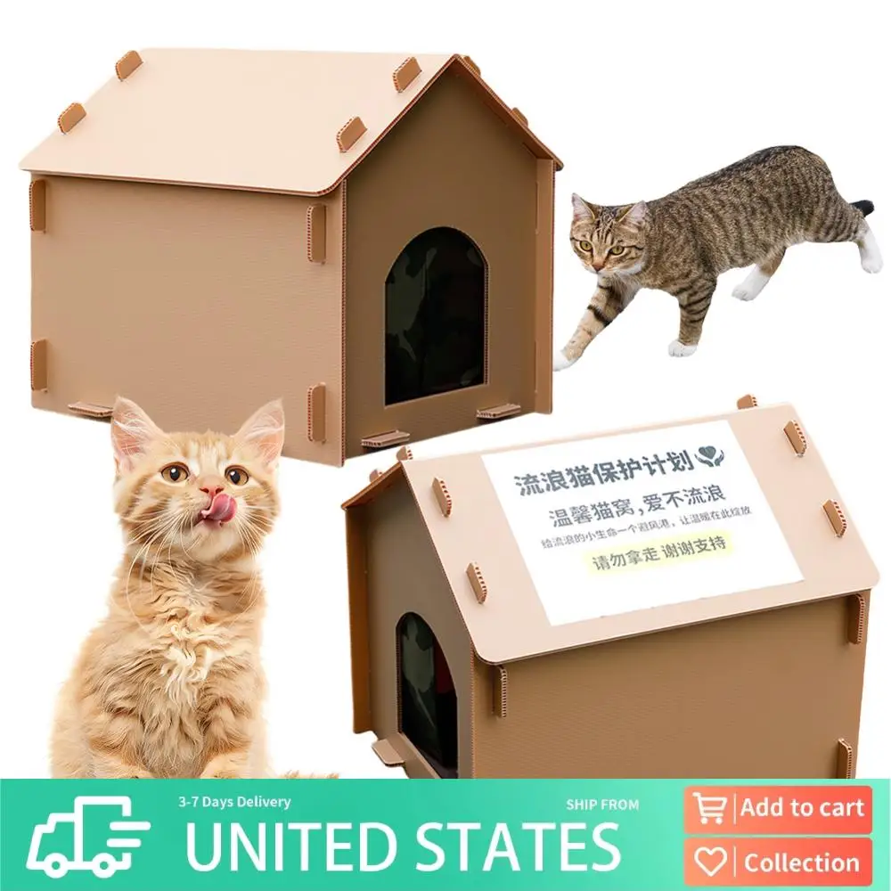

Stray Cats House Waterproof Outside Cat House Foldable Cat Outdoor House Collapsible Insulated Pet House for Four Season