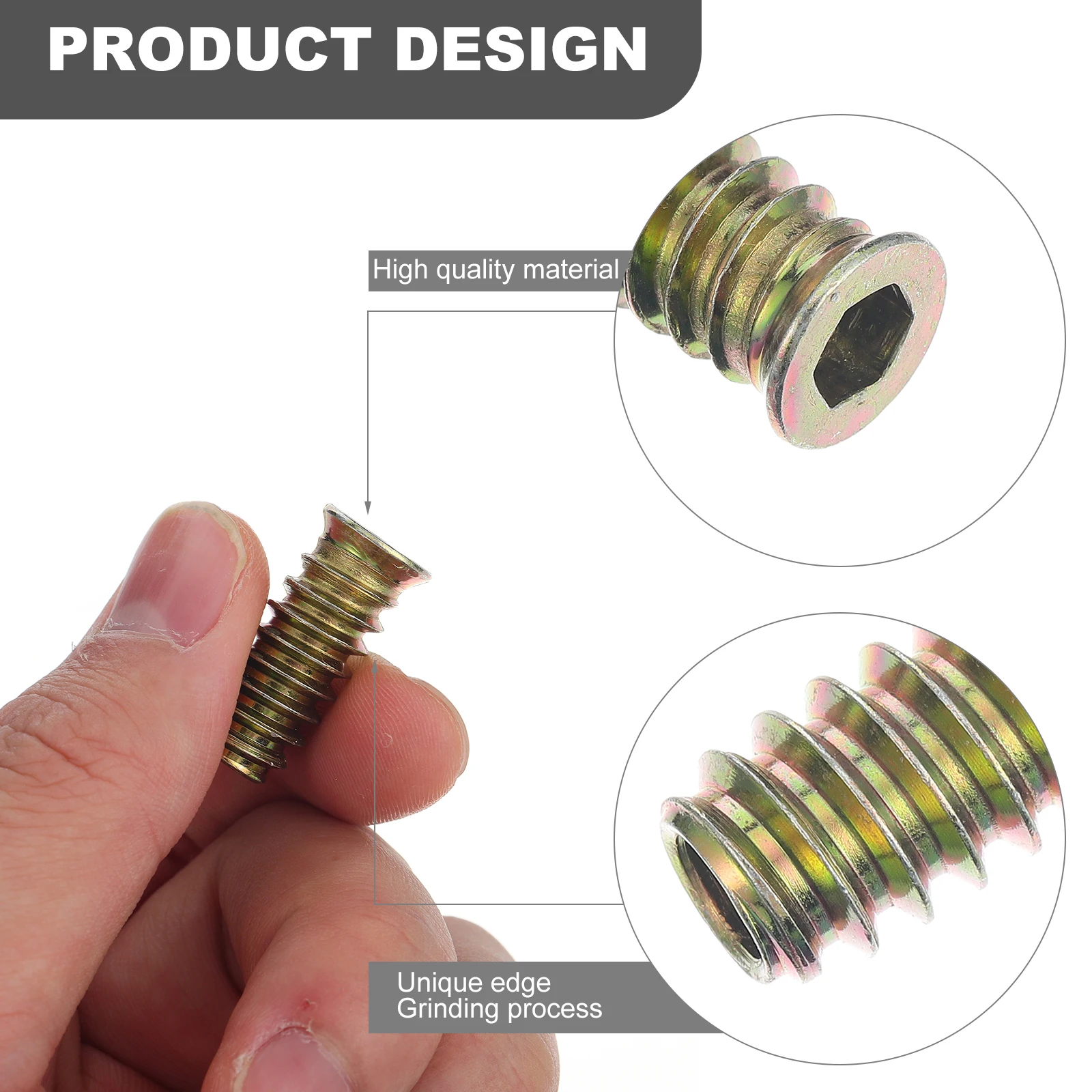 

60pcs T-Nut Carbon Steel Flanged Lock Nut Internal External Threads Furniture Screws Drawer Pull Corrosion Resistant Mounting