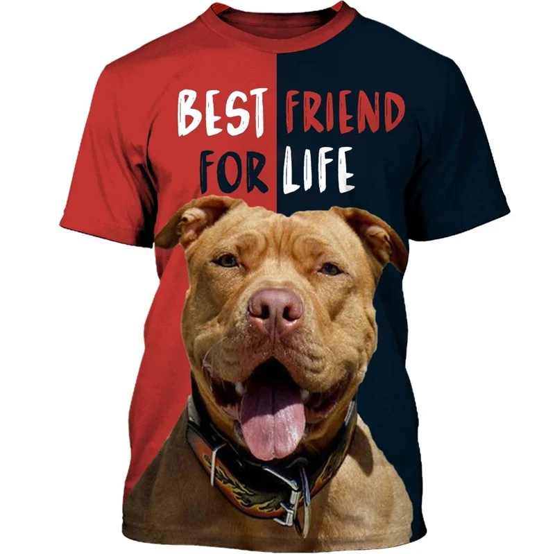 New Pitbull Graphic T Shirt for Men T-shirt 3D Dog Doggy Printed Tops Tee Shirts Womens Clothing O-Neck Funny Kids Short Sleeve