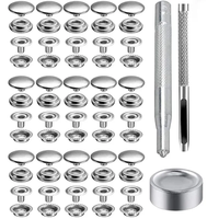100pcs 15mm Snap Kit - 25 Sets Marine Grade Snap Fastener Stainless Steel Snap Buttons for Boat Cover,Sewing Leather ,Canvas
