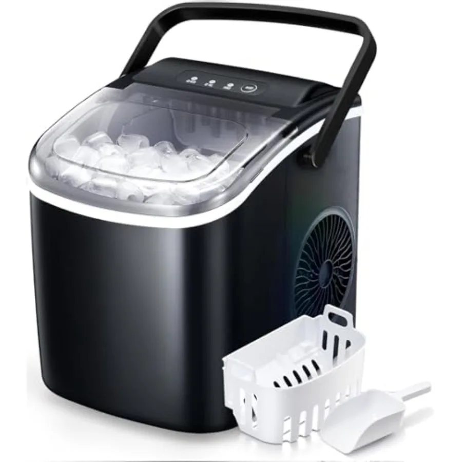

Countertop Ice Maker Portable Ice Machine with HandleSelf-Cleaning Ice Makers 26Lbs/24H 9 Ice Cubes Ready in 6 Mins for Home Ki