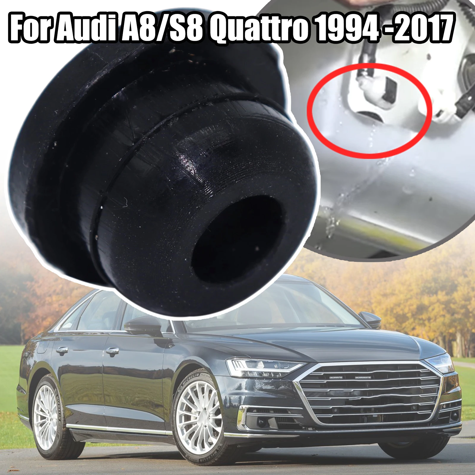 

For Audi A8/S8Quattro1994-2017Windscreen Washer Headlight Pump Seal Water Reservoir Gasket Mount Rubber Cap Clip Plug 431955465A