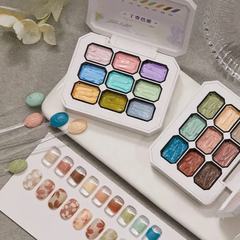 Manicure Nail Cream Gel Set with 3D Texture Painting Varnish Sculpture Carving Art Gel Brushes Tools