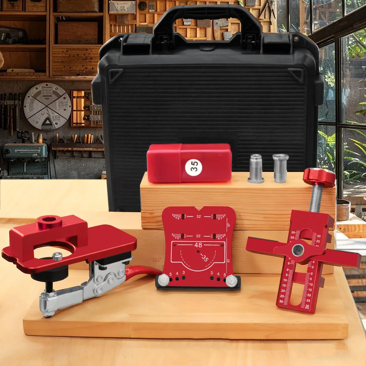 Pro Cabinet Hinge Install Kit, Quick-Loc Positioning Jig & Plate, Efficient Alignment Tool for Frameless & Face Frame
