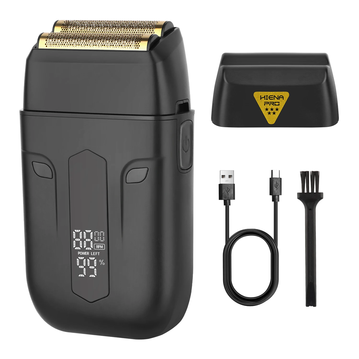 HIENA PRO Men's Electric Foil Shaver, Reciprocating Razor with LED Display, USB Rechargeable Portable Beard Trimmer, Wet Dry Use