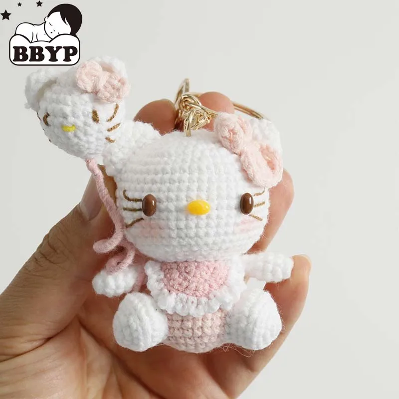 

Милый воздушный шар с котом, брелки с мультяшным мини-ручным вязаным автомобильным брелоком, прекрасный рюкзак, сумка, подвеска, держатель для ключей для пары