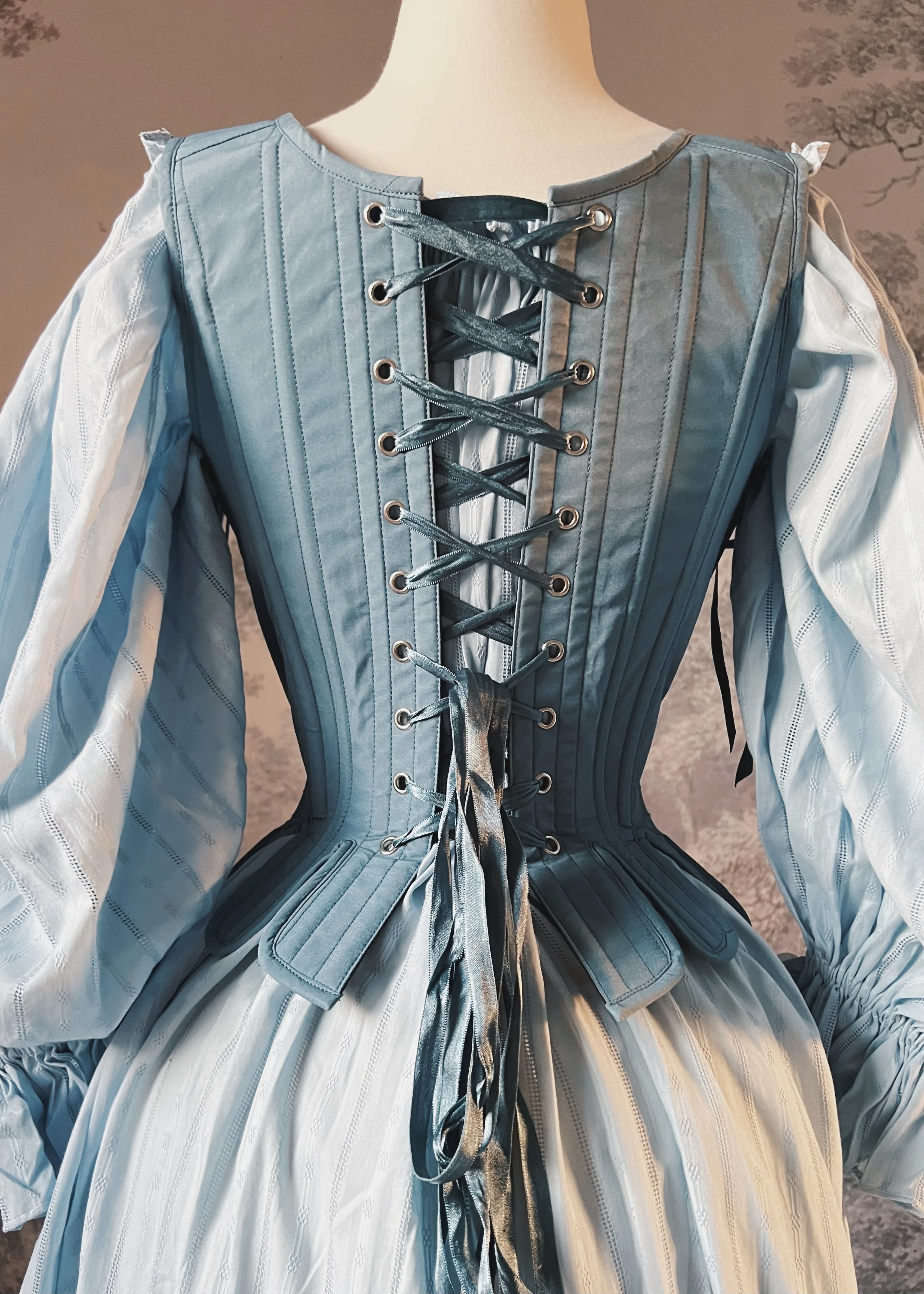 Bustier surbuste ajusté à la taille avec bretelles spaghetti réglables, haut corset français bleu Renaissance, tenue sans robe