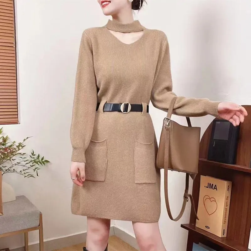 

Knee Length Pullovers For Woman Sweaters Jumpers Women Trendy Long-Sleeve Aesthetic Concert Gothic Casual Multicolor Ribble Soft