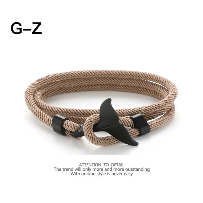 European and American whale tail multi-color braided bracelet double buckle adjustable fashionable