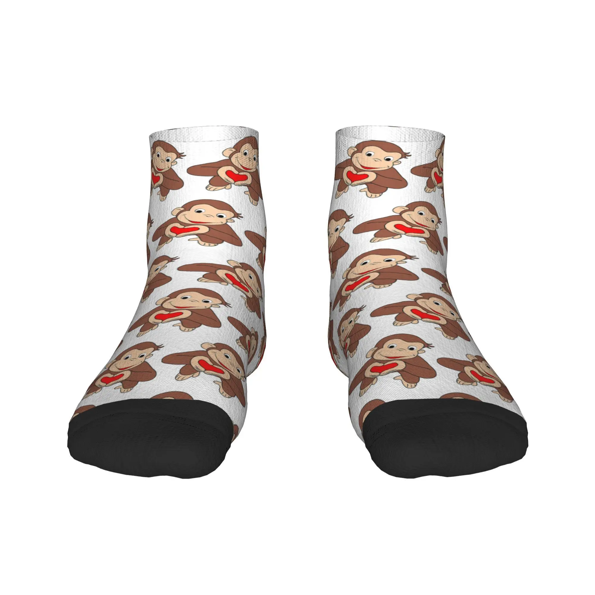 

Носки Curious George Is All Heart, чулки высокого качества в стиле Харадзюку, всесезонные носки, аксессуары для мужчин и женщин, подарок на день рождения