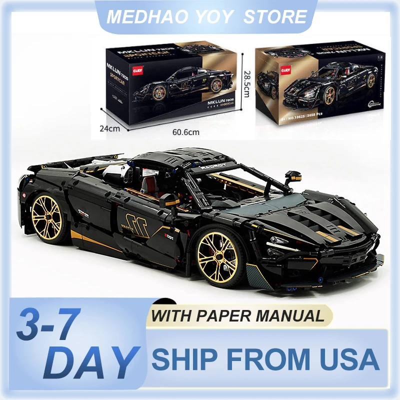 

USA 3 to 7 IN STOCK 1:8 MOC Sport Racing CAR Model 720S With Motor 10625 Building Block Brick Puzzle DIY Toys Christmas Gift Boy