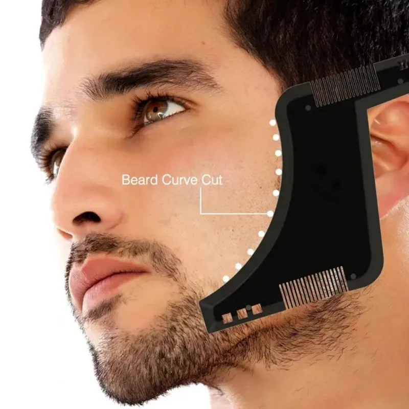 1PC Men Beard Shaping Template Comb Lightweight Flexible All In One Facial Hair Shaper Men Mustache Styling Grooming Tool ﻿
