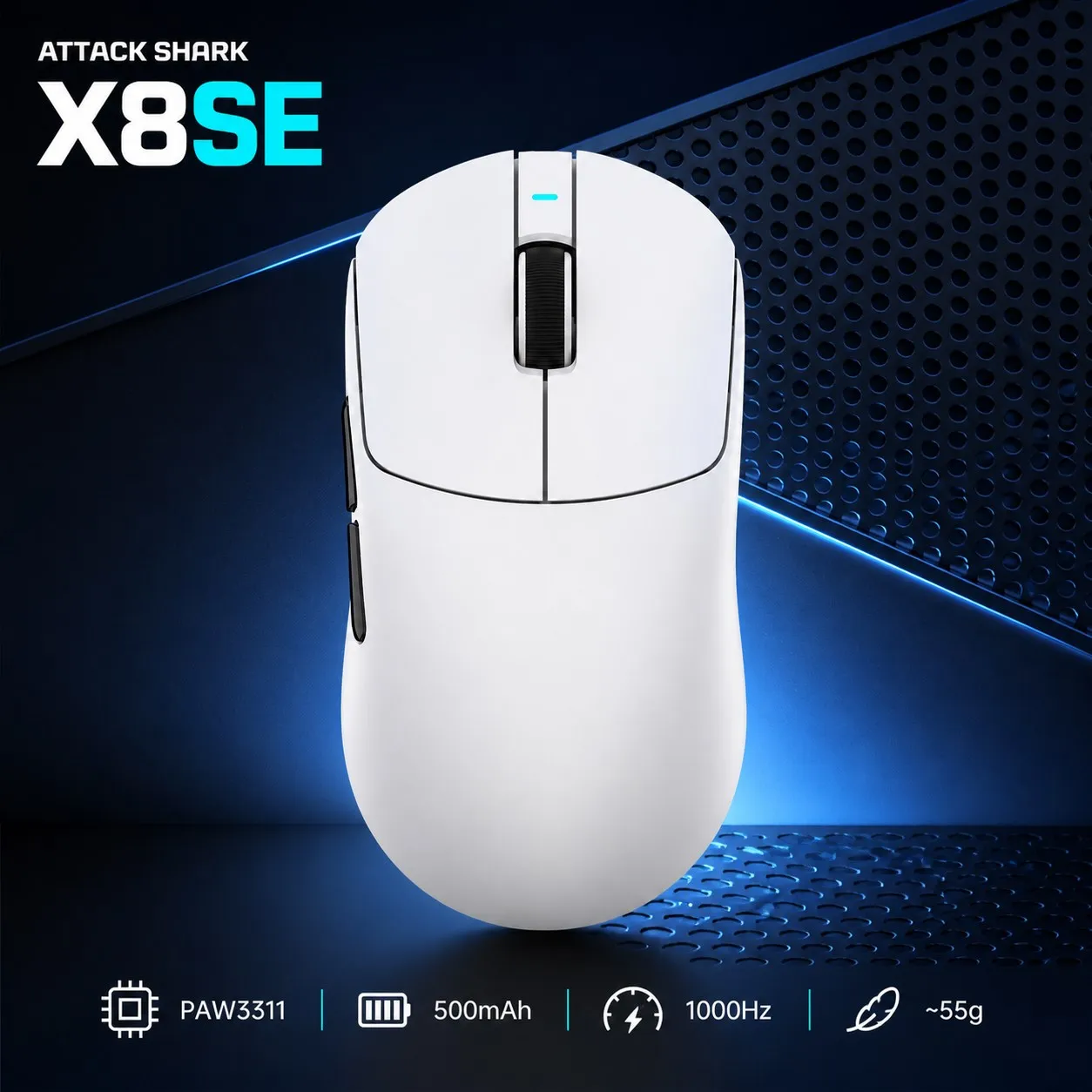 ATTACK SHARK X8SE Wireless Gaming Mouse, Tri-Mode, PAW3311, Up to 1000 Hz for PC Laptop Gaming and Office Use Ergonomic Design