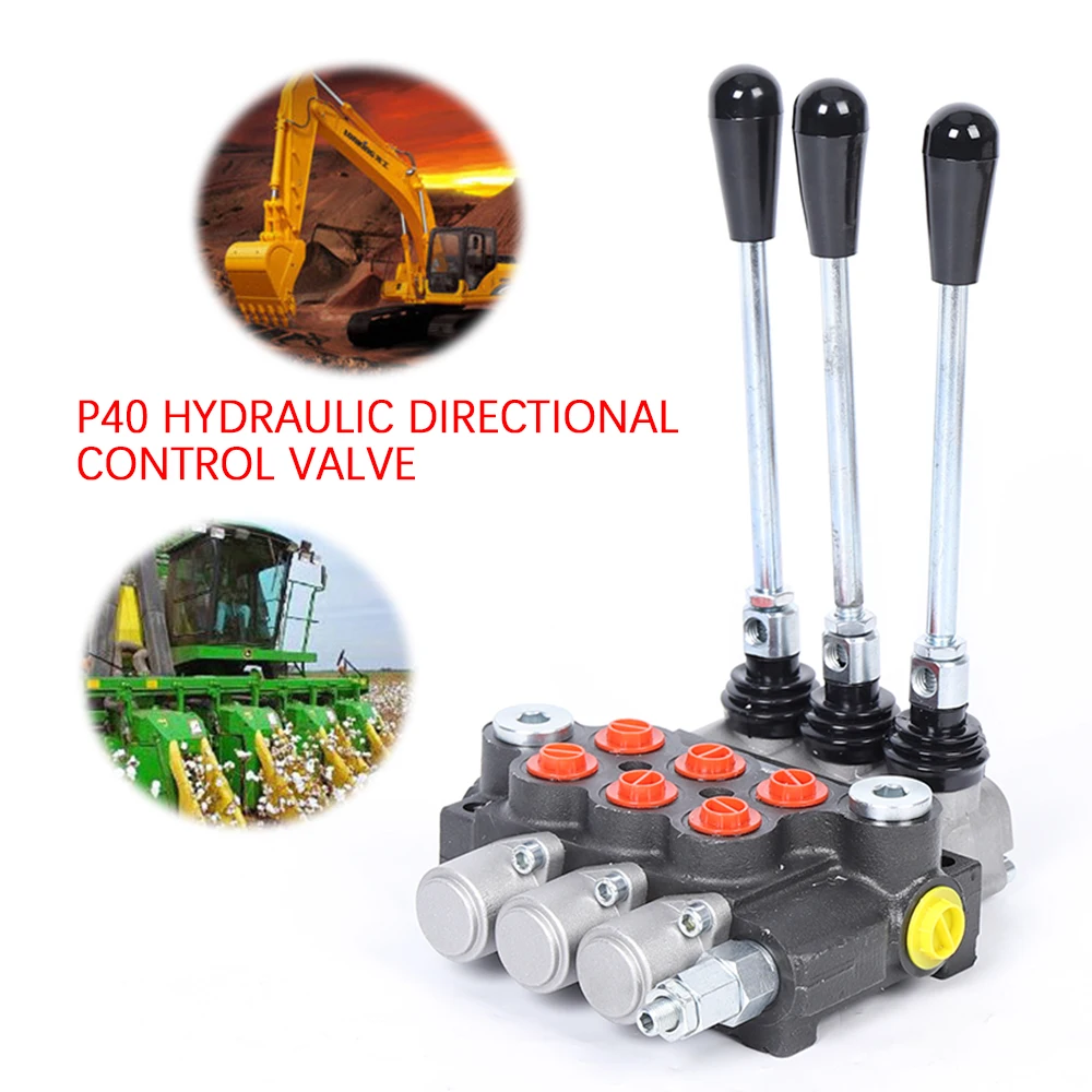 3 Spool P40 Hydraulic Directional Control Valve, Manual Operate 13GPM