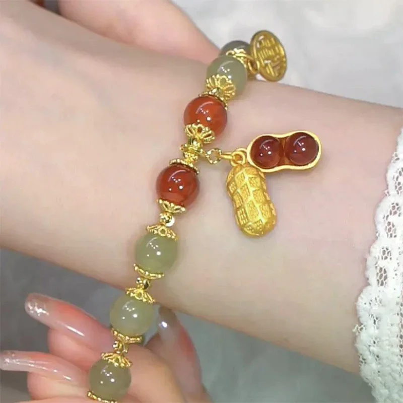 1Pcs Popular Elegant Fashion Jewelry Natural Ins Niche Design Peanut Bracelet Sexy Young Girls Holiday Gifts