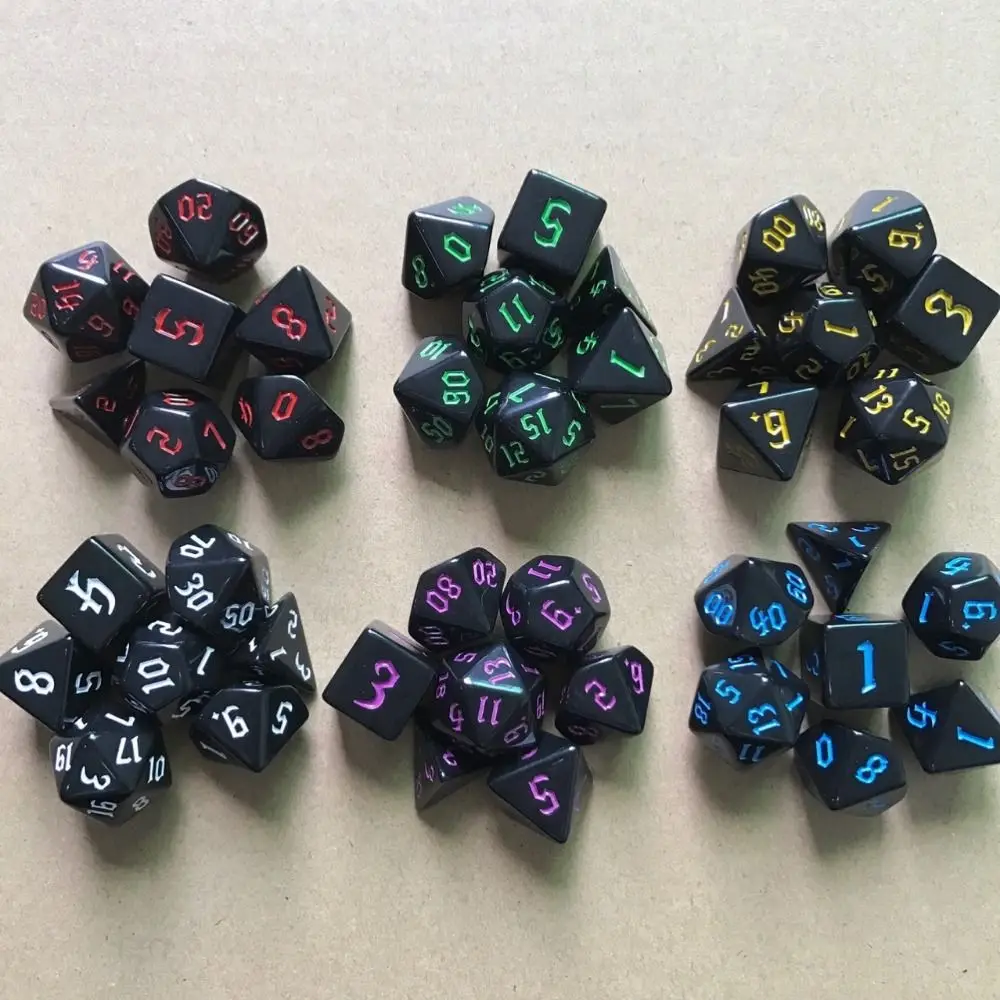 7Pcs/Set Multifaceted Digital Dice Set Acrylic Table Game Opaque Polyhedral Dices for DND Dice Tabletop Role-Playing Game