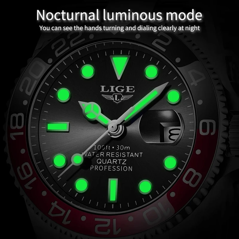 LIGE Fashion Quartz Watch for Men Date Clock Sports Waterproof Watches Men Luminous Wrist Watch Luxury Relogio Masculino +box