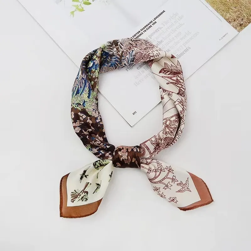 Forest Assorted Colors Women 70cm Printed Square Scarf Fashion Foulard Neckerchief Scarves Headband Shawl Wrap Hijab Lady Gifts