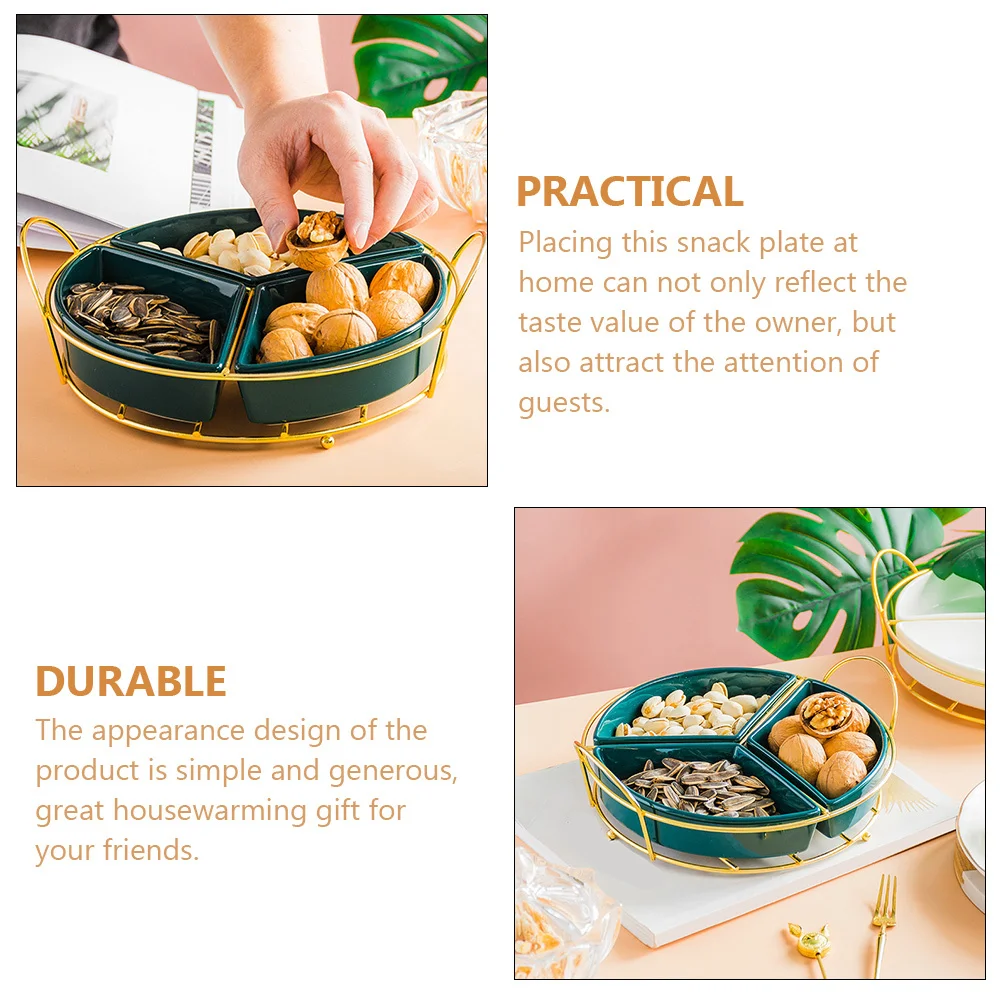 

Three-Grid Tray Decorative Food Storage Multi-Purpose Fruit Tray Dried Fruit Plate Creative Design for Kitchen Dining Room