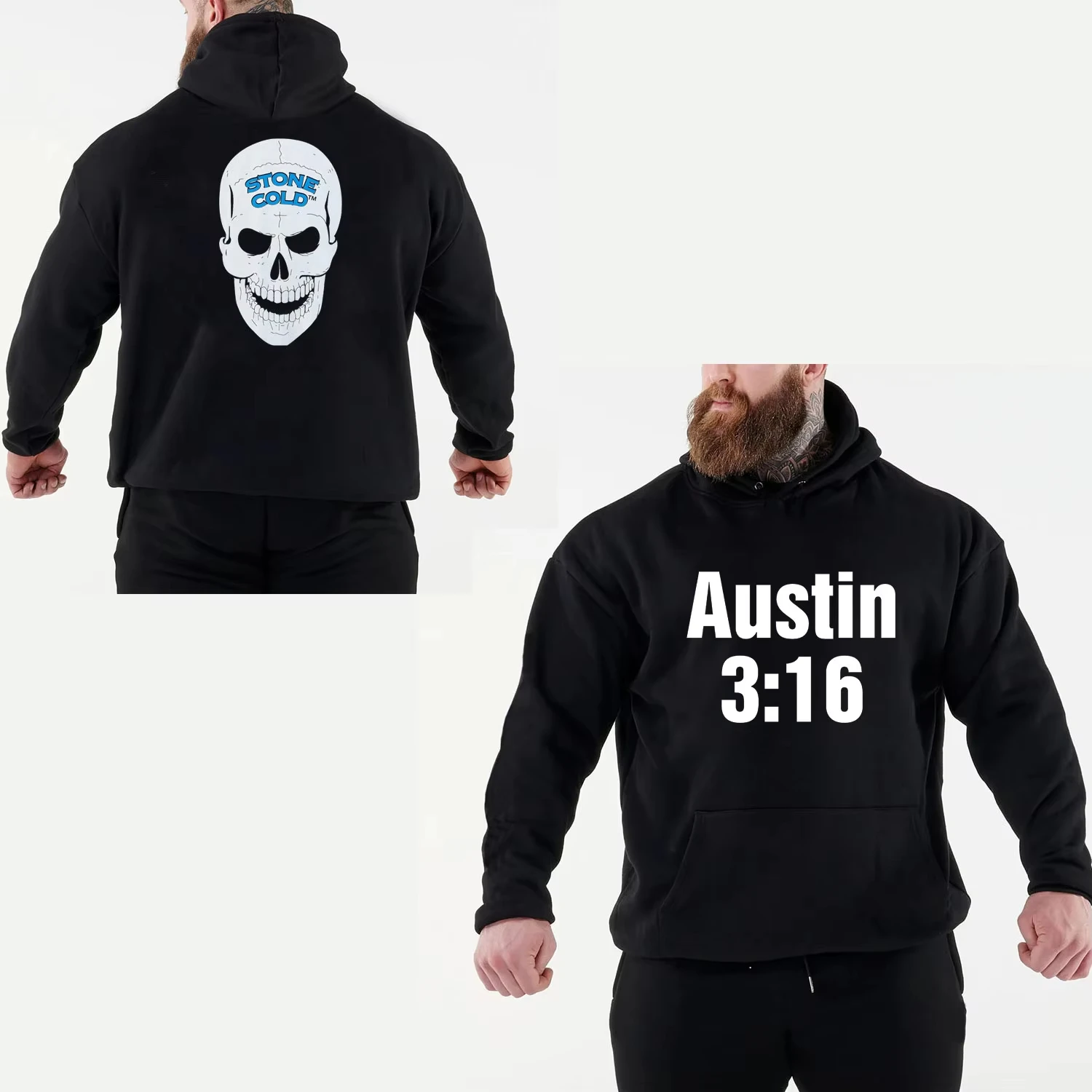 

2024 Autumn/Winter New Famous Wrestler Steve Austin Men Black Hoodie Street Sports Casual American GMY Jumper Pullover Hoody