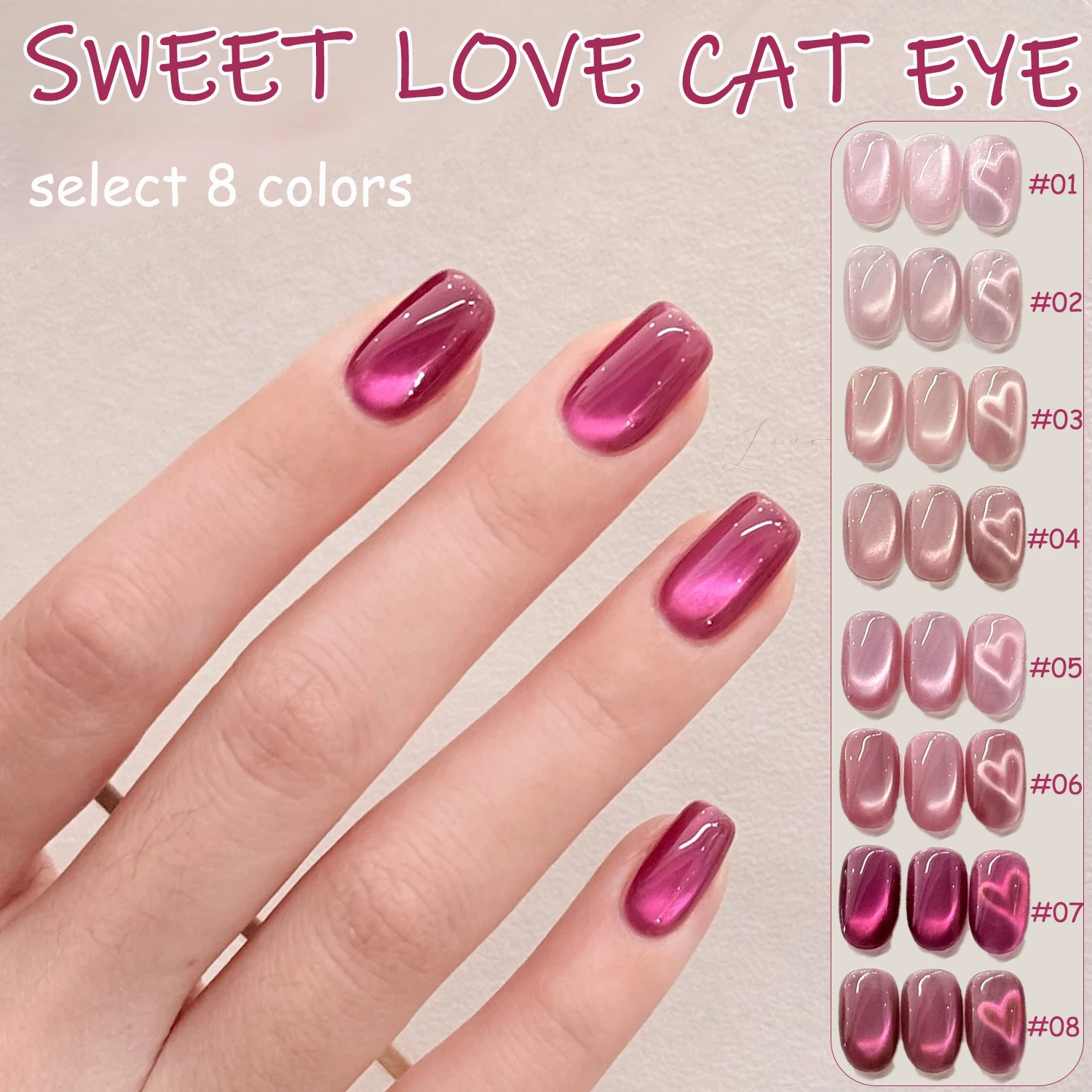 

ZH 1-20 Pcs Love Cat Eye Gel Nail Oil Glue 2025 New Summer Appearance White Dragon Fruit Pink Glass Bead Nail Art Nail Supplies