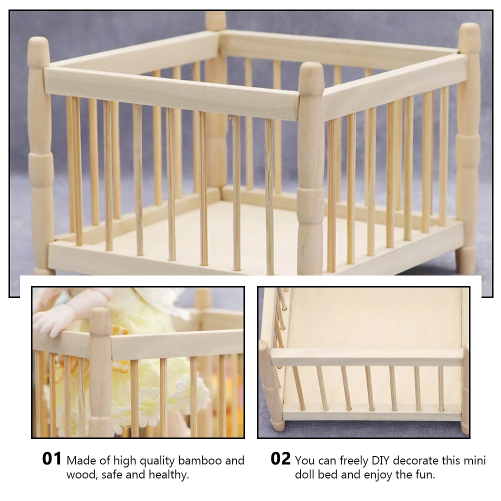 

1Pcs Miniature Small Bed 1:12 High-Quality Wooden Design Realistic Shape for DIY Dollhouse Interior Bedroom Decor Lovely Bed