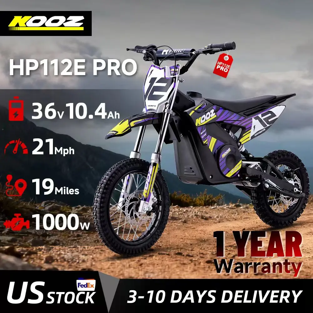 

KOOZ HP112E PRO 36 В 1000 Вт Электрический мотоцикл для детей, электрический велосипед для бездорожья до 20,6 миль в час и 19 миль дальнего действия.
