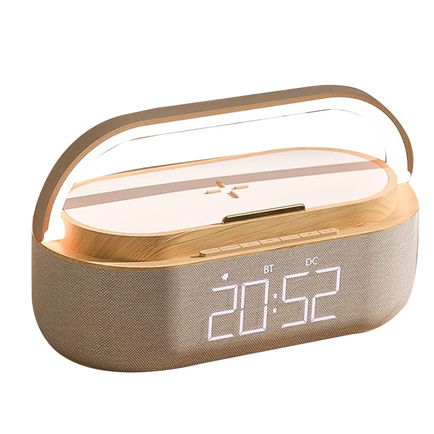 NNR-Digital Alarm Clock Radio with Bluetooth Speaker,15W Wireless Charger, Dual Wireless Speaker,Adjustable Loud Alarm Sound