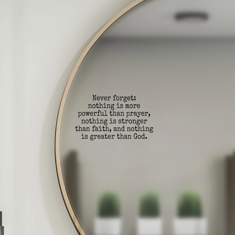 Never Forget: Nothing Is More Powerful Than Prayer, Mirror Makeup Mirror Stickers, Car Sticker, Car Window Decoration