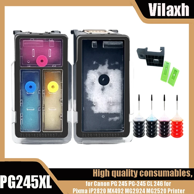 Vilaxh PG-245XL CL-246XL 245XL 246XL PG245 CL245 245 246 Refillable Cartridge Ink Cartridge for Canon iP2820 MX492 MG2924 MG2920