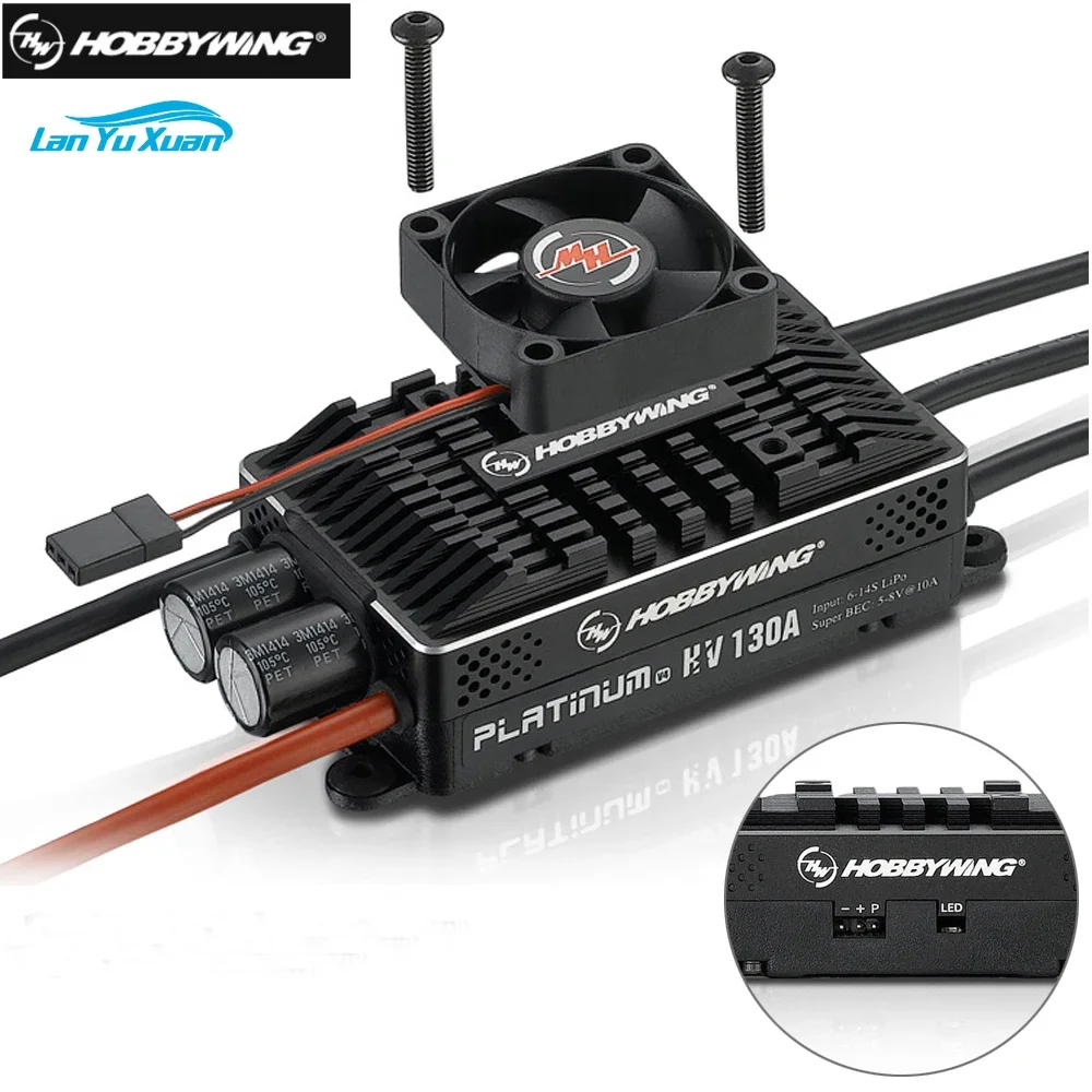 Original Hobbywing Platinum 130A V4 sin escobillas ESC HV BEC / OPTO 5-14S Lipo Air Mode para RC Drone helicóptero