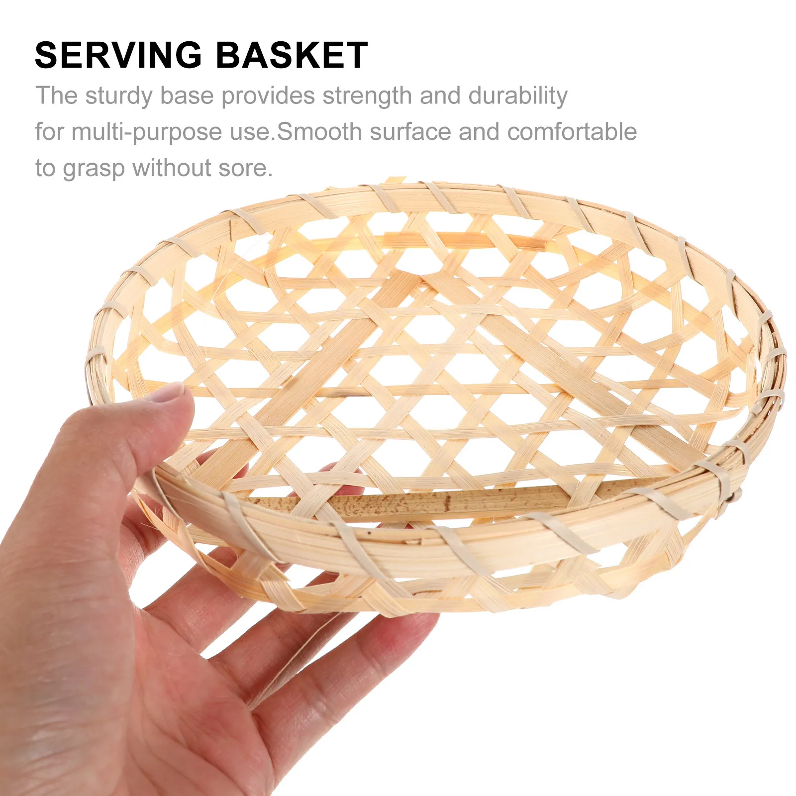 3Pcs Round Bamboo Egg Basket Eco Friendly Handwoven Serving Storage Basket for Kitchen Desk Craft Area Fruits Bread