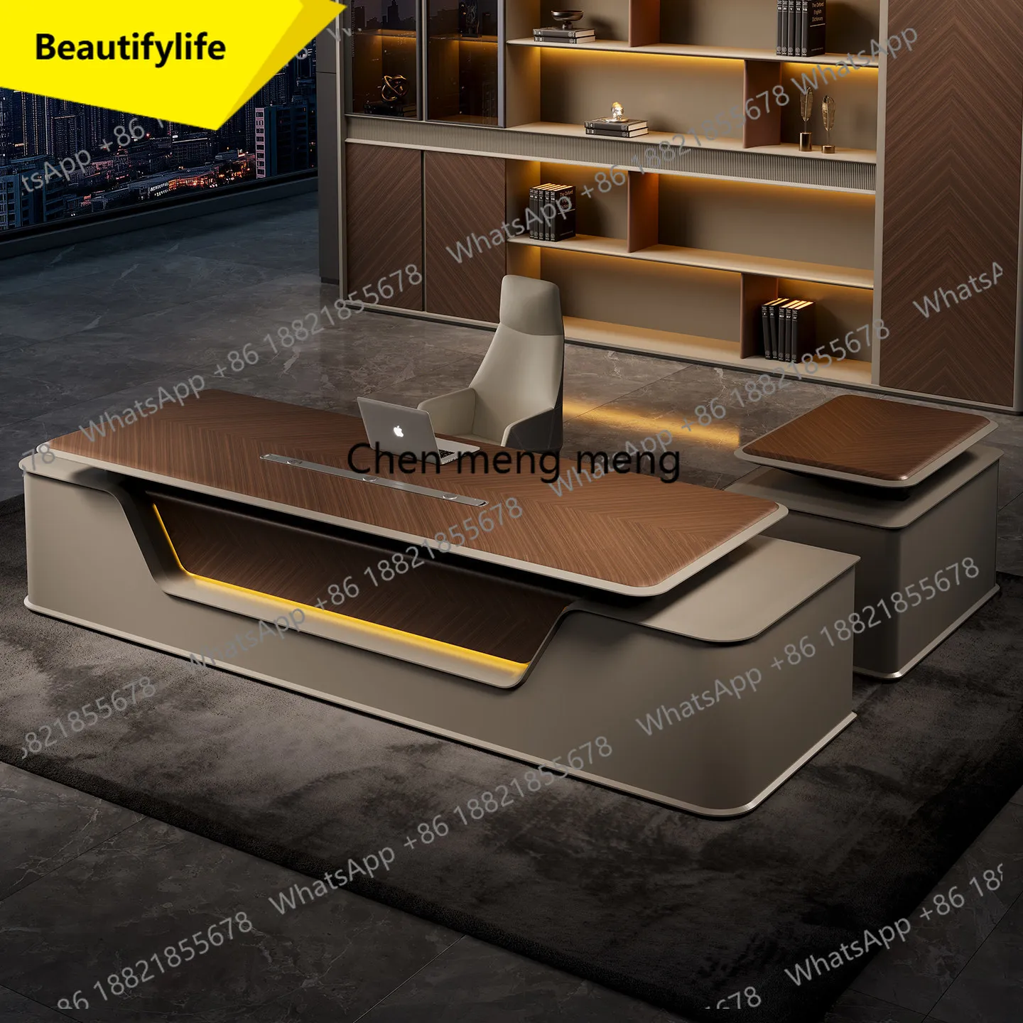 High-end boss table, supervisor table, high-end wood grain big class desk, president manager table, high-end fashion furniture